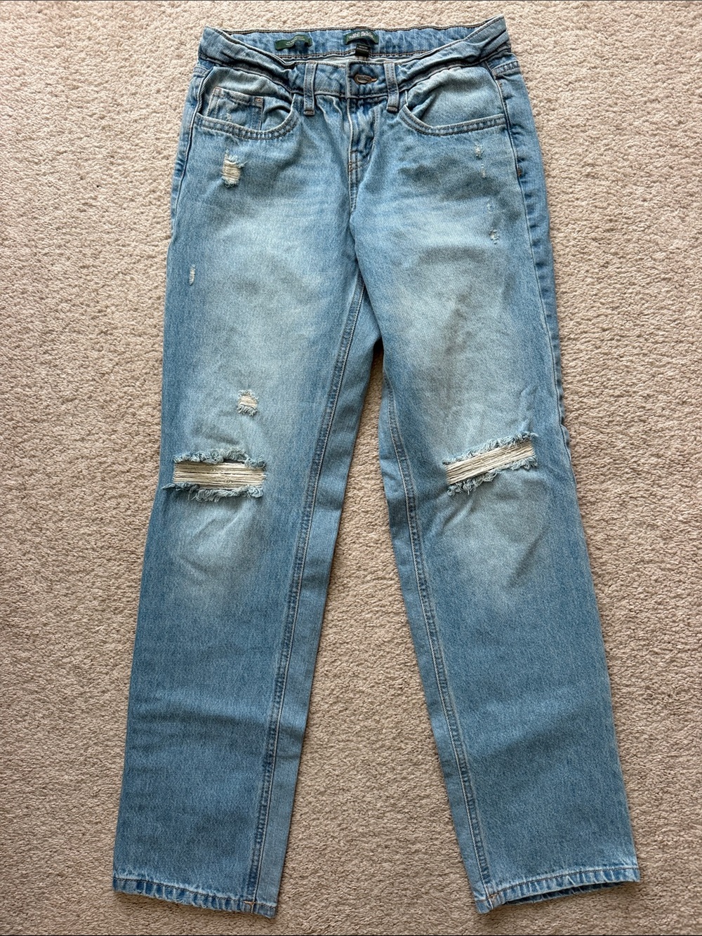 wild fable Light Blue Distressed Straight-Leg Jeans